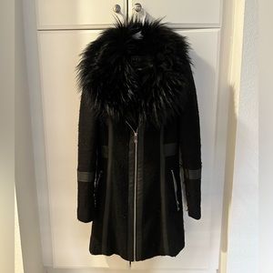 GUESS Wool Coat With Faux Fur Collar